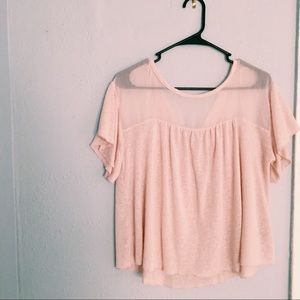 Pale Pink Flowy Cropped Blouse